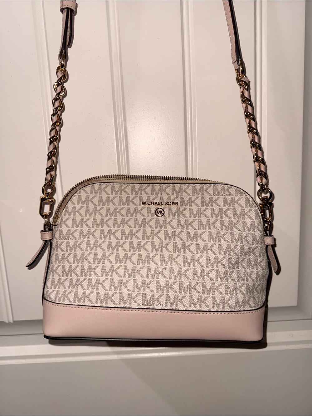 Michael Kors Signature MK Crossbody in Light Pink and Beige